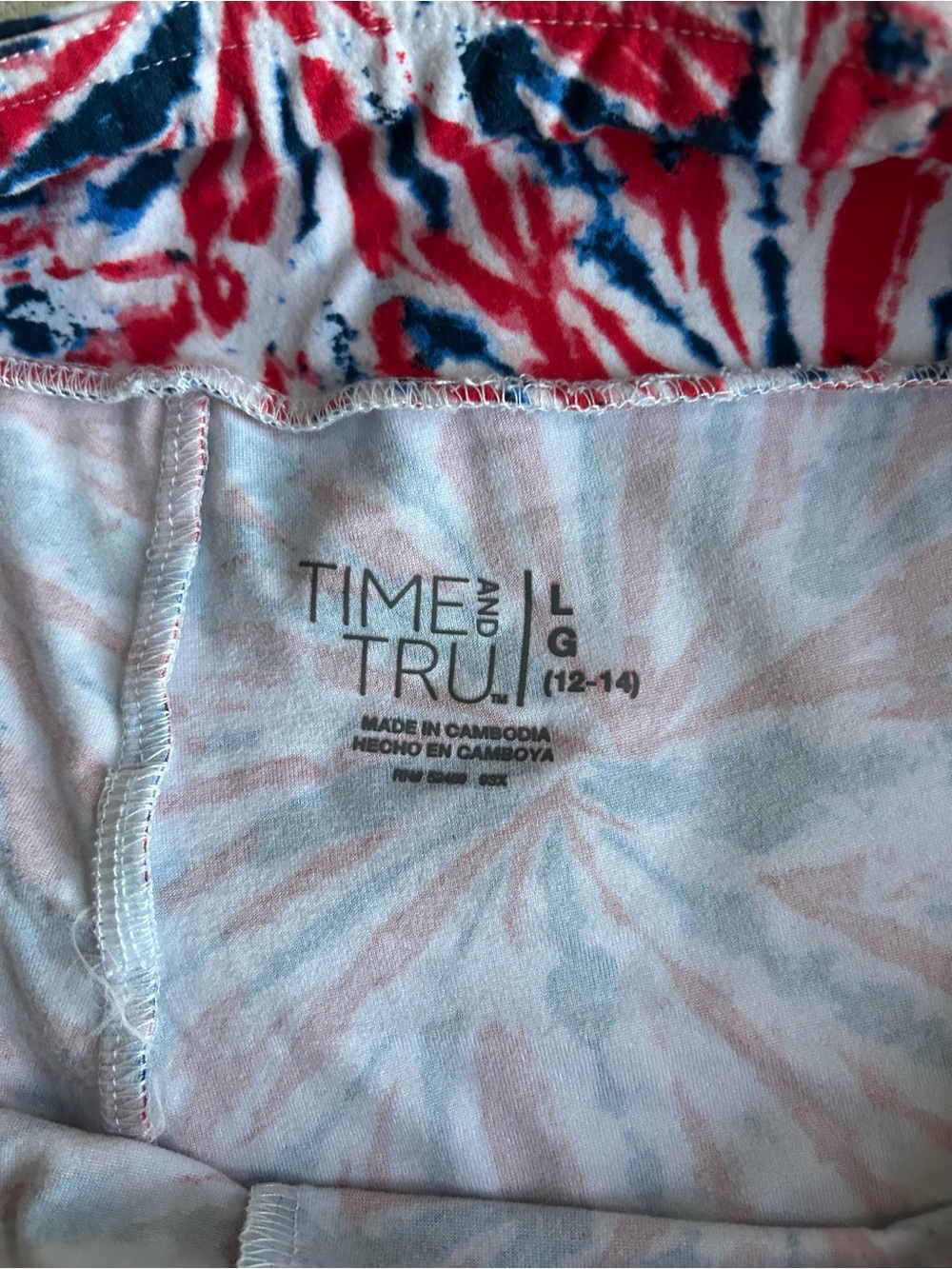 Women's Red & Blue Tie-Dye Leggings, Size L/G, 12-14 - Picture 3 of 6